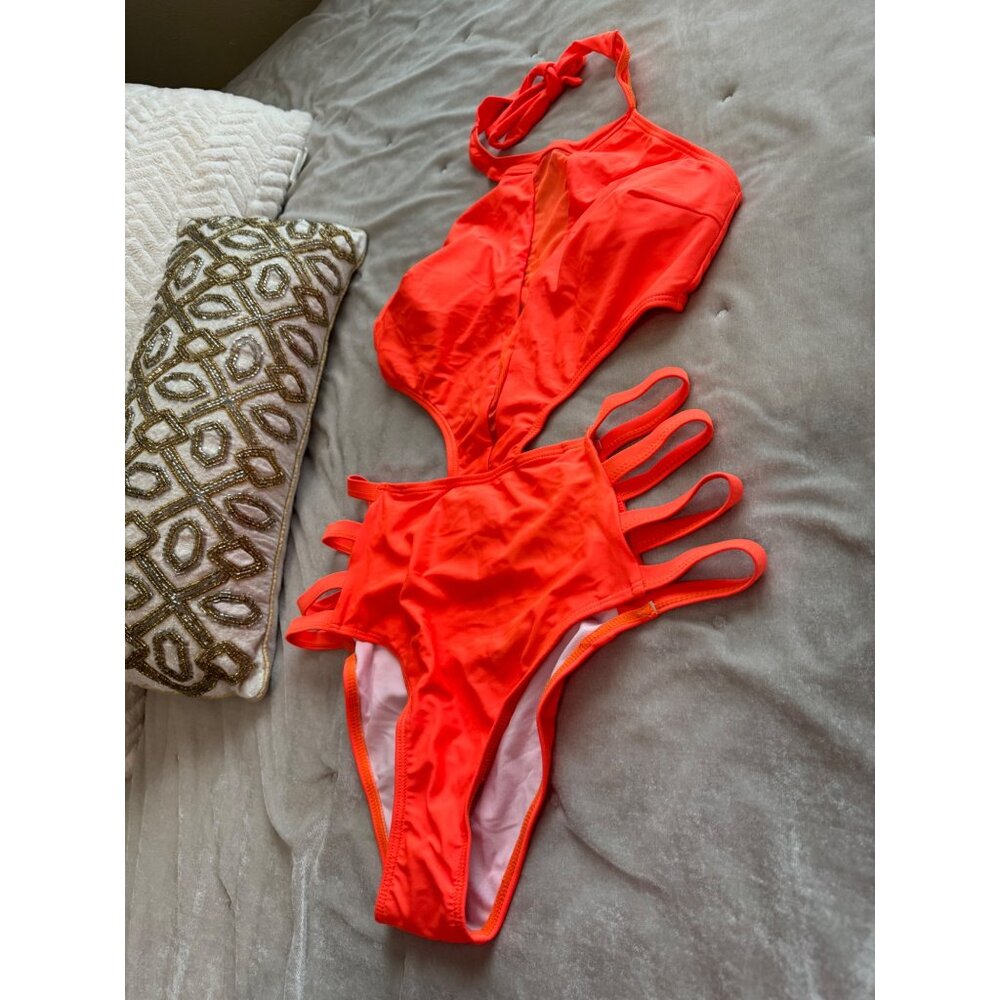 NWT Tempt Me Bright Orange Swimsuit Size Medium